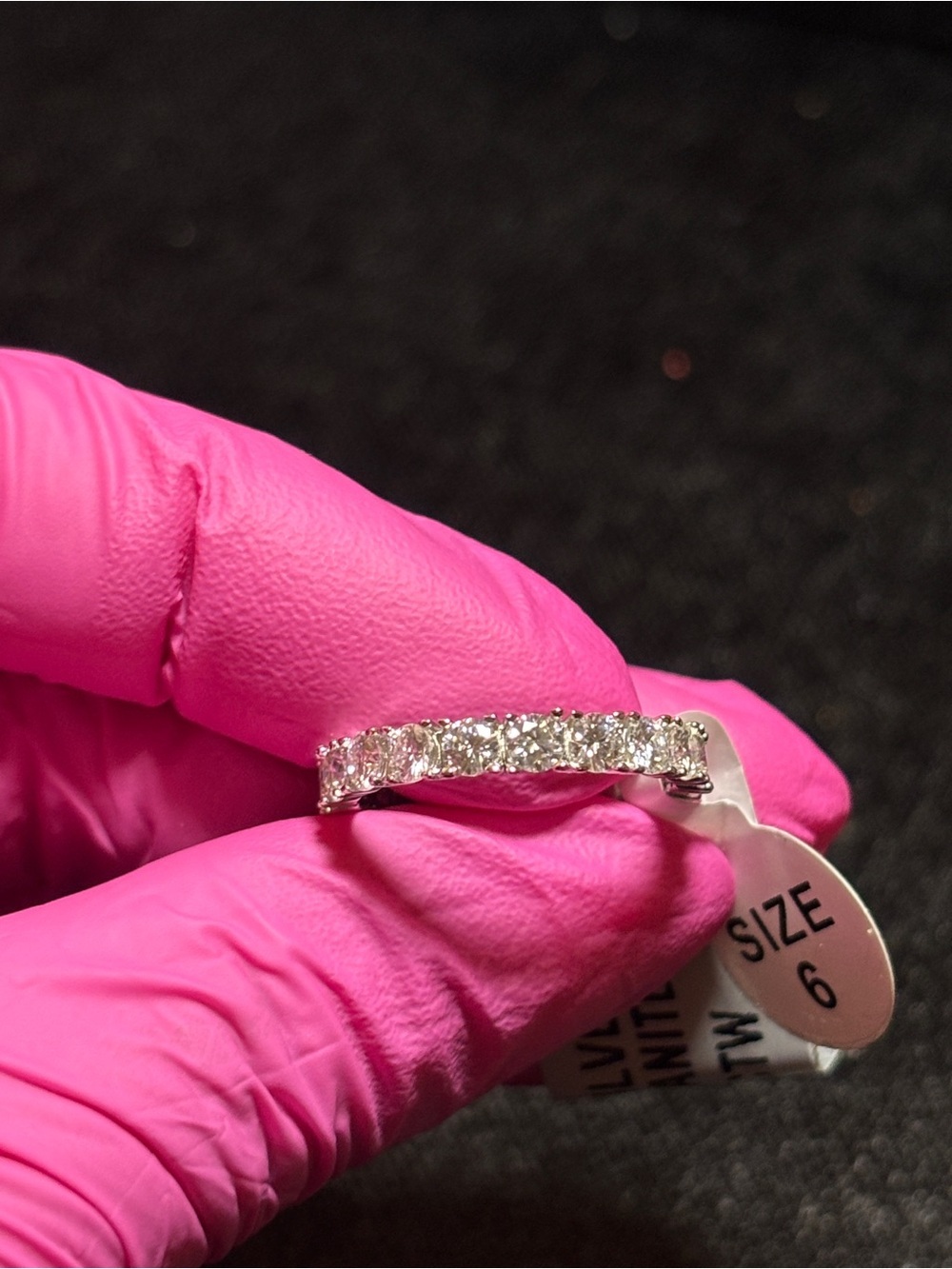 .925 Sterling Silver 1ct. VVS Moissanite Tennis-Style Eternity Band Size 6 - Picture 5 of 15
